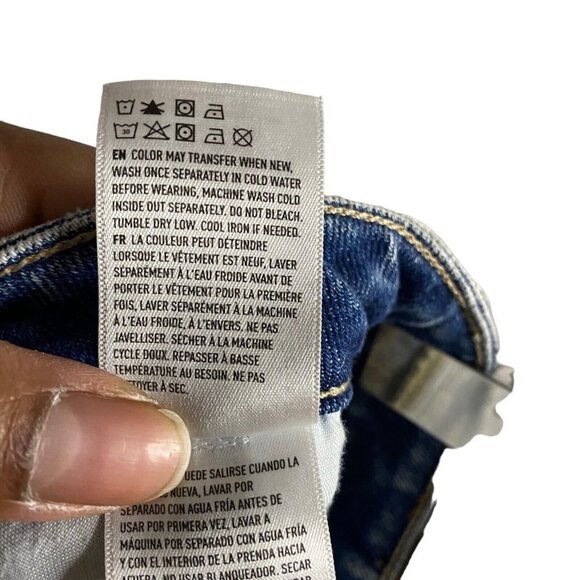 American Eagle Women's Medium Indigo Distressed High Waisted Mom Jeans - Picture 9 of 9